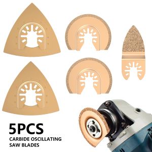 Zaagbladen 5pcs Carbid Oscillating Saw Blades Set Electric Tool für schnelle Änderung Multitools Fliesen Prory Betonzement Keramikschneider