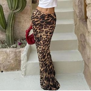 Leopard Printed See Then Ship For Women Sexy Vintage Crace 2024 Spring Chic High Thist