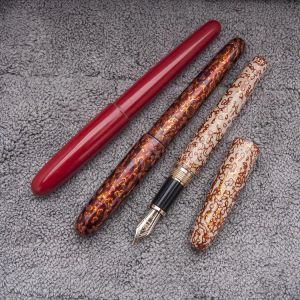 Pens Handmade Lacquer Raw Lacquer Rhinoceros Skin Vermilion Lacquer Wood Fountain Pen Business Pen