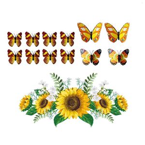 Wall Stickers PVC Nursery Kindergarten Self Adhesive Kitchen Home Decor Bathoom Sticker Removable Sunflowers 3D Butterflies DIY Decals