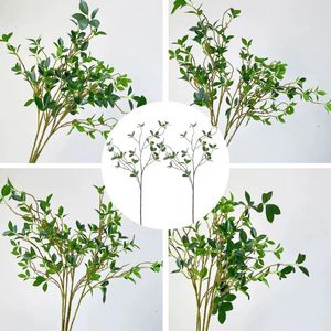 緑の葉の装飾花のシミュレーションBanyan Branches Garden Home2PCS ORCHID WITH POT