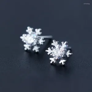 Bolzenohrringe 1Pair Sterling Silber Schmuck weiße CZ/Blau/Pink CZ Stone Snowflake Kleine/dünn 925-Sterling-Silver GTLE493