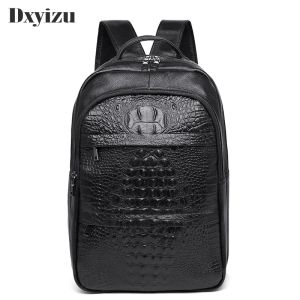 Backpacks Fashion Crocodile Men's Backpack Male Soft Genuine Leather High Quality Student Bagpacks For Men Rucksack Large Capacity Mochila