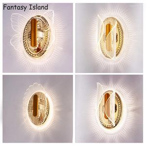 Wall Lamp Modern Acrylic Light Hallway Luxury Bedside Bedroom LED Lamps Arts Creative Corridor Aisle Sconce Decor AC90-260V