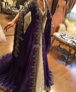 Арабские кружевные вечерние платья с длинным рукавом мусульманские платья для вечеринок 2017 Гламурные пурпурные турецкие вечерние платья Формальные ношения1091903