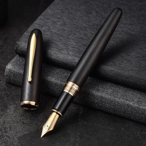 Pens Hongdian 660 Fountain Pen Naturalny ręcznie robiony ręcznie robany Jupiter Lucky Star Black Wooden Piękny pióro EF/F 0,38/0,5 mm pisanie z atramentem