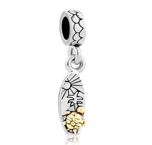 Coconut Tree Gold Sea Turtles Love Beach Surfboard drop European style dangle bead infant lucky charms Fits charm bracelet3264647