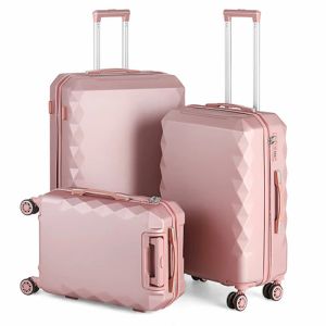 Set 3 pezzi di valigie da viaggio rosa Donne da 12 kg Borsa per la valigia carryon valigia bagaglio 20 