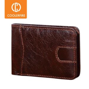 Brieftaschen heißer Verkauf echtes Leder Vintage Herrenmarke Luxus Brieftasche kurz schlanke männliche Geldbörsen Geldclip Kreditkarten Brieftaschen für Männer PJ030