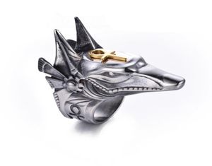 Stainless Steel Punk Powerful Selfdefense Men's Ring Exaggerated Ancient Egyptian Anubis FGDT7279138292