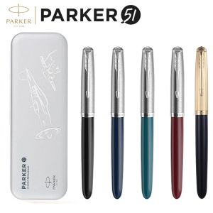 Pens Genuine Parker 51 Luxury Brand Series Fountain Pen Aço inoxidável/18k Gold Nib Business Office Greind RECE