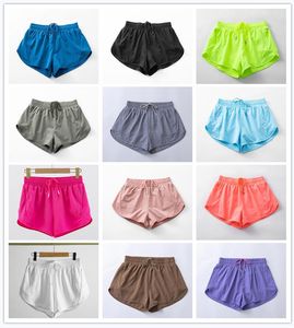 Yoga Outfits High Waist Shorts Exercise Short Pants Fitness Wear Girls Running Elastic Adult Pants Sportswear Lined Drawstring