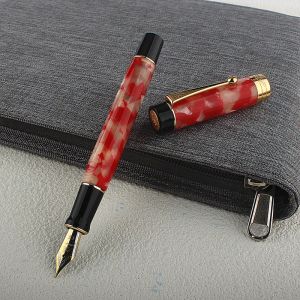 Pens Jinhao 100 Resin Gold Clip Fountain Nib Ef M Pen Studenti Pens Business Office Supplies Stationery Red Koi Carp
