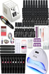 Nail Art Kits Manicure Set Polish UV Led Lamp 20000RPM Drill Machine 302010 Colour Poly Extension Gel Kit3307067