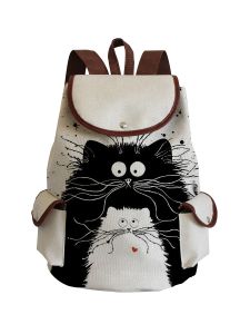 Backpacks Cartoon Cat Printed Backpack For Teenager Simple Fashion School Bag Large Capacity Drawstring Backpack Eco Friendly Book Bag