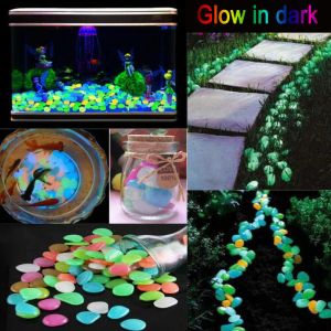 Aquariums 1000/500Pcs Garden Decoration Outdoor Luminous Stones Glow In The Dark Pebbles Aquarium Fish Tank Yard Decor Crystals Rocks Bulk