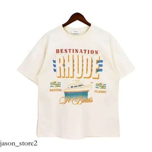 Mens Designer T Shirt Rhude Shirt Card Logo Lettered Print Rhude T Shirt Couples For Men and Women Tshirt Cotton Is Loose Summer 273