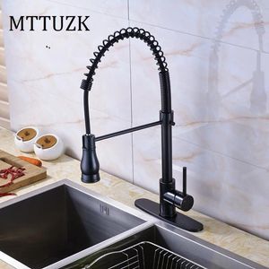 Kitchen Faucets Oil Bubbed Basin Brass Spring Faucet Pull Out And Cold Water Mixer Tap Deck Mounted A