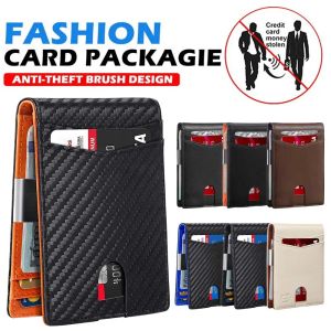Holders Slim Wallet with Money Clip Antiscan Thin Small Wallet Genuine Leather RFID Blocking Front Pocket Minimalist Credit Card Holder
