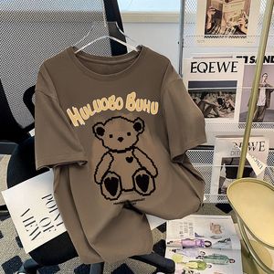 Little Bear Pure Cotton Kurzärärmelte T-Shirt weiblich 2024 Sommerkleid Neue koreanische Version Loose American Retro Slim Half Sleeve Jacket Flut