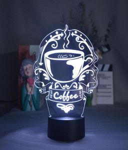 Creative Coffee Image Night Sensor Light 3D Led Cafe Cafe Home Decor Decor Nightlight acrylic1972758