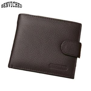 Wallets Cheap Genuine Leather Man Wallet With Coin Pocket Black Brown Famous Brand Men Wallets High Quality Leather Fashion Men's Purse