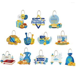 Estatuetas decorativas que penduram cartões de férias decoração de casa pendente, sinal de teto, árvore de natal dreidel decora decorações de cartas