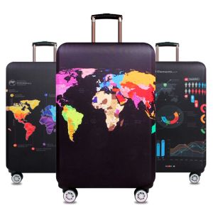 Tillbehör Värld MAP Travel Bagage Suitcase Protective Cover Trolley Bagage Bag Cover Men's Women's Thick Elastic Fall för resväska 272