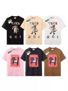 Camisetas femininas e homens Guhome G-I de mangas curtas de mangas curtas T-shirt Família Unissex Brand Trendy Casual Algodão solto de mangas curtas gato e fogos de artifício estilo