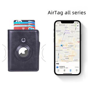 Halter 2022 Neue PU Leder -Kartenhalter Bank Wallet GPS Locator Tracker Antilost -Gerätehülle für Apple Airtags Schutzhülle