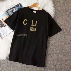 Summer Designer T Shirts Women T Shirt Fashion Gold Letter Print Plus Size Tshirts Round Neck Short Sleeve Tops