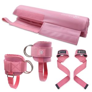 Weightlifting Hip Thrusts Barbell Pad Set with Ankle Straps and Lifting Straps for Cable Machines Squats Bench Press Workout 240409