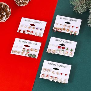 Серьги -серьги с рождественскими ухами 6 комплектов сплавного сплава оленей простые праздничные аксессуары оптом