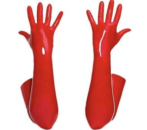 Rękawiczki błyszczące mokro wyglądaj długie seksowne rękawiczki lateksowe dla kobiet bdsm seks extoic noc klub gotycki fetysz zużycie odzieży m xl czarny czerwony 22086374996
