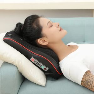 Electric Neck Massager Kissen Shiatsu Massage mit Wärmekopf Rücken rollende Kneten 240415