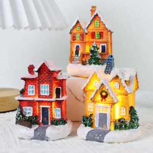 Landschaft Micro Ornament Weihnachtsharzdekoration LED Weihnachts -Szene Haus Licht Ornamente Neujahr Tischdekor Festival Geschenk Th0370 S