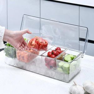 Storage Bottles Food-grade Crisper Box Freshness-sealing Transparent Detachable Fridge Ice With Lid 5 Compartment Salad For