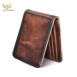 Klipp Nytt Real Leather Unisex Money Clip Wallet Affärskort Fotohållare Fall Design Framficka Plånbok Mini Slim Purse Man 1055