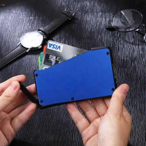 Innehavare 2019 Hot Sliding Fan Carbon Fiber Wallet Cash Card Holder Business Plånbok Kreditkort Skydd Fall Fickväska Fire Proof