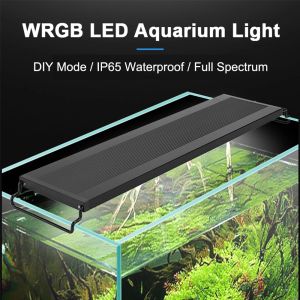 Aquarium Nowe 3090 cm WRGB LED Aquarium Light z timerem wodoodpornym lampa światła akwarium akwaria dekoracje oświetlenie zasadzone światła