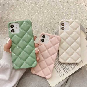 Casi di telefonia cellulare 3d Candy Candy Rhombus Telefono di lusso per iPhone 14 11 12 13 15 Pro Max Xr XS Max Plain Plain Glossy Soft Back Cover J240418