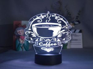 Creative Coffee Image Night Sensor Light 3D Led Cafe Cafe Home Decor Nightlight acrylic6487454