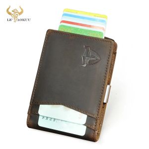 Clips Hot Sale Original Leather Design Retro Travel Snim Snap Gift Gift Wallet Front Pocket Money Mini Cash кошелек для мужчин мужчина 1690