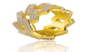 Mrożony pierścień diamentowy mężczyzna bioder biżuteria Bling c Stone Hiphop Gold Pierścienie Projektant męski Jewellery 4051783