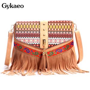 Taschen Gykaeo 2022 Vintage Women Messenger Bags für den ethnischen Stil für Frauen im ethnischen Stil Quasten Umhängetasche Damen Retro Crossbody Bag Bolsa Feminina