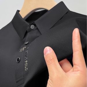 Men Ice Seide Polo Hemd kurzärmeliger Brief Druck T-Shirt Sommer Stickereien Kleidung 240415