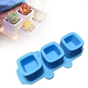 Baking Moulds Silicone Mold 3 Holes Flower Pot Gypsum Cement Square Ice Cup DIY Decoration Round Making Cube Home C7X5