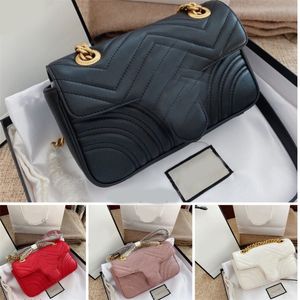 Designer bags for women handbag marmont shoulder bags green pink white solid messenger bag real leather red metallic chain clutch bag gold plated te021 C4