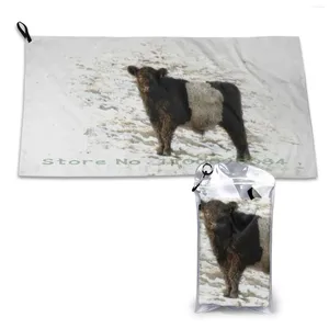 Towel Belted Galloway Cow Watercolour Pograph. Quick Dry Gym Sports Bath Portable Farm Animal Livestock Po