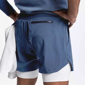 Man Shorts Jogger 2 in 1 Men Shorts Inner Tight Outer Loose Double Layer Sports Multi Pocket Running Workout Fiess Pants Running Basketball Gry Workout